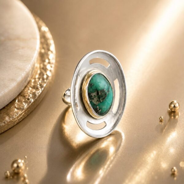 Anillo en Plata Ley 950 con Esmeralda Colombiana