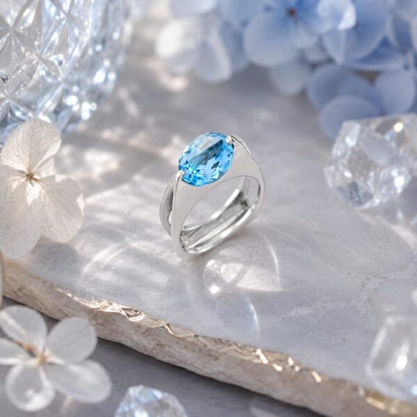 Anillo en Plata Ley 950 con Gema Semipreciosa Topacio