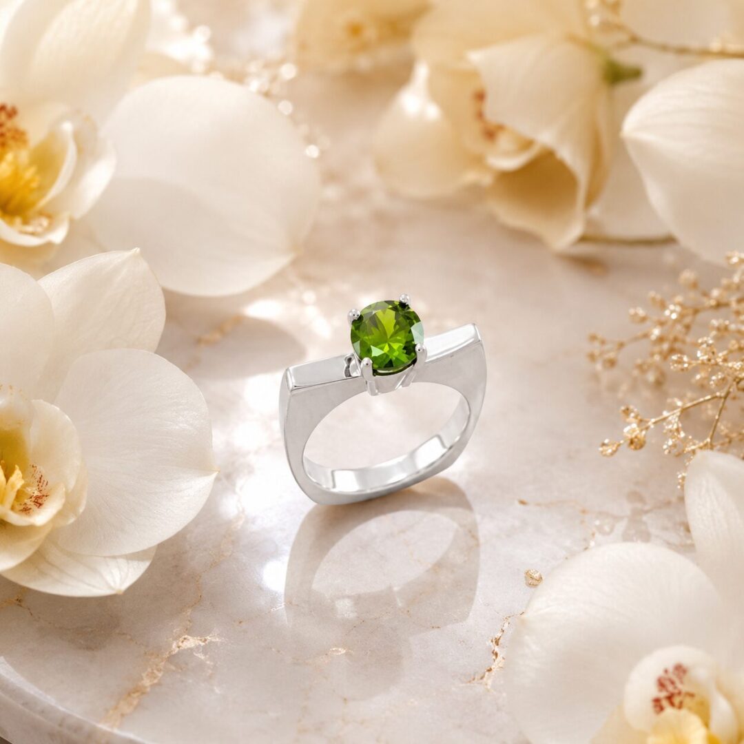 Anillo en plata ley 950 con gema semipreciosa