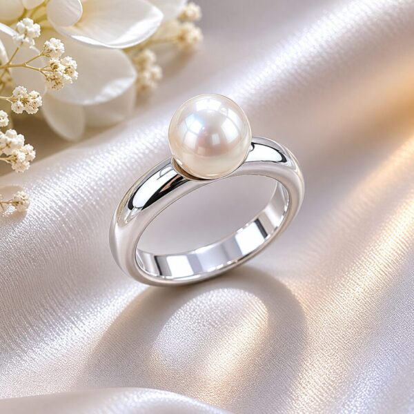 Anillo en Plata Ley 950 con Perla Natural de Cultivo