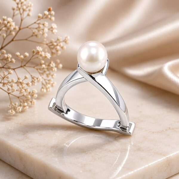 Anillo en Plata Ley 950 con Perla Natural de Cultivo