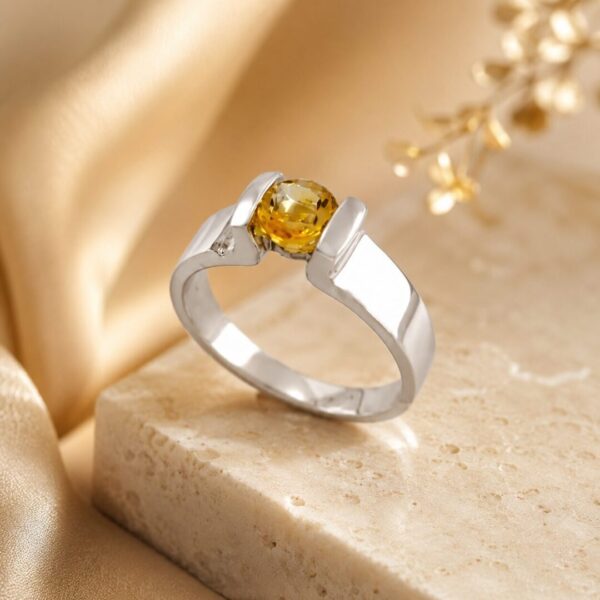 Anillo en Plata Ley 950 con Gema Semipreciosa Citrino