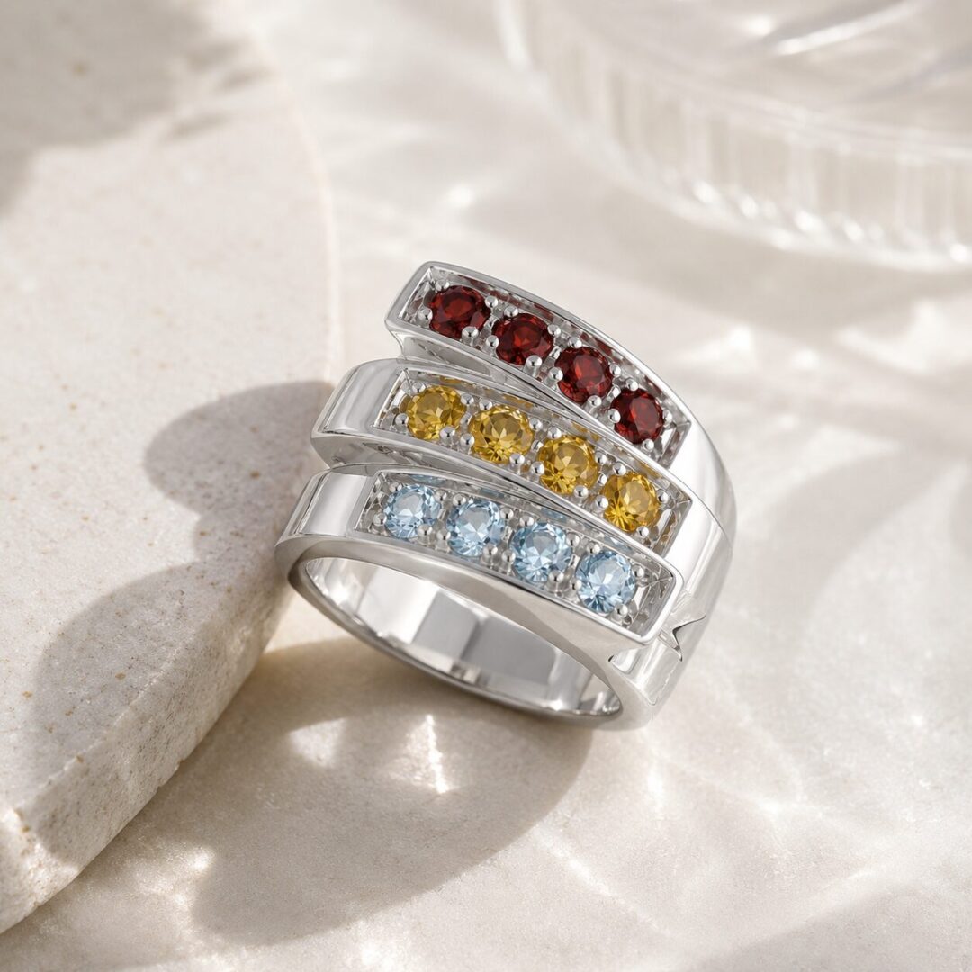 Anillo en Plata Ley 950 con Gema Semipreciosa