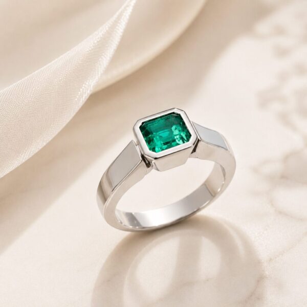 Anillo en Oro Ley 18 kt con Esmeralda Colombiana