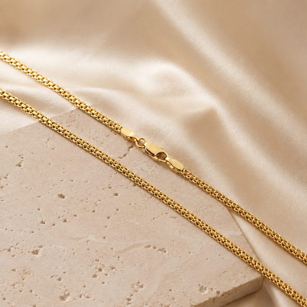 Cadena Tejido Chinesca en Oro Ley 18 kt