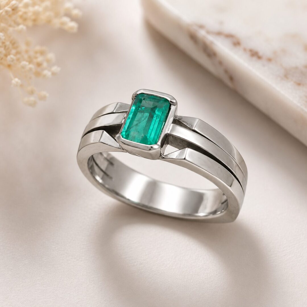 Anillo en Plata Ley 950 con Esmeralda Colombiana