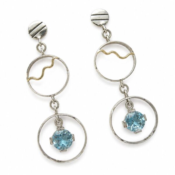 Pendientes en Oro Ley 18 kt  con Topacios Azules