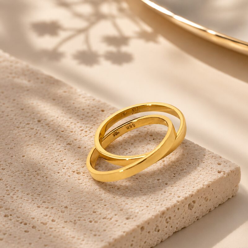 Argolla Entrelazada en Oro Ley 18 kt