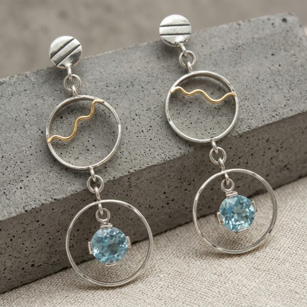 Pendientes en plata Ley 1950  con Topacios Azules