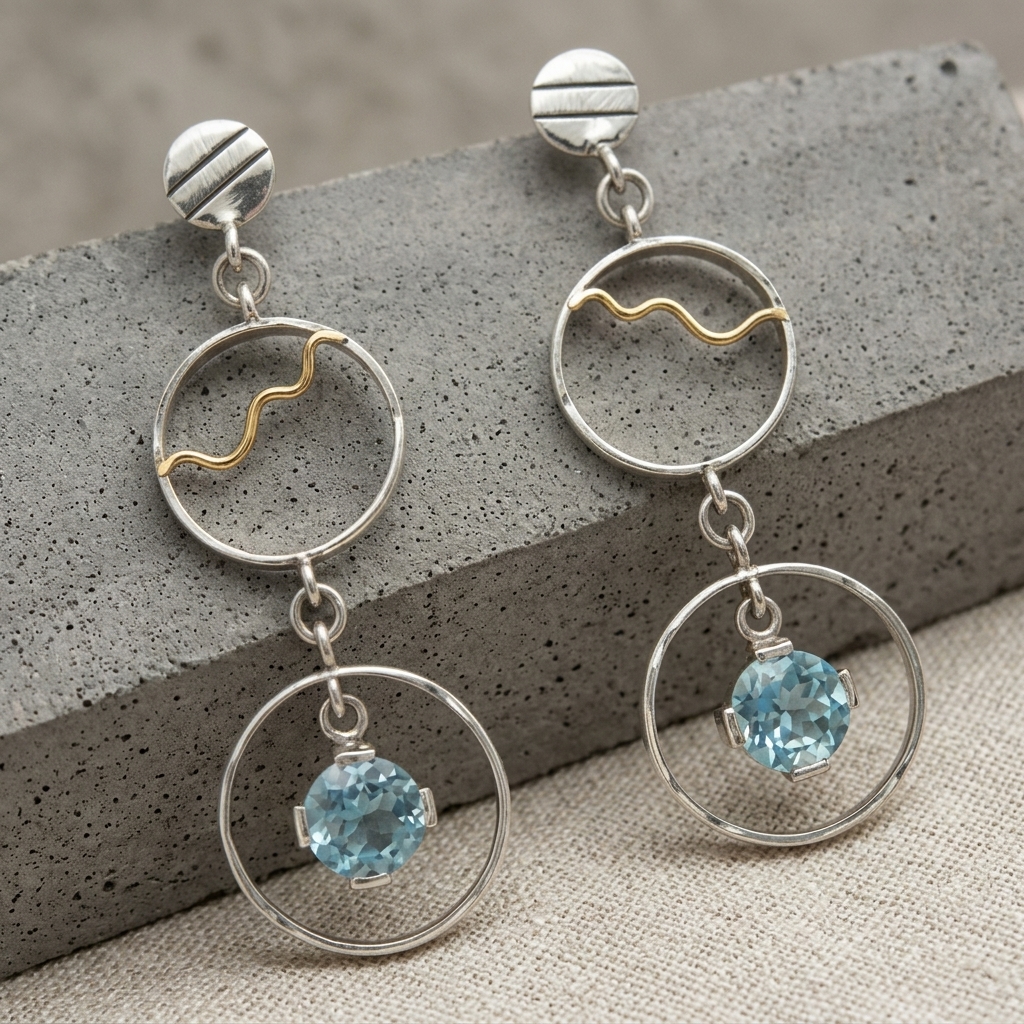 Pendientes en plata Ley 1950 con Topacios Azules