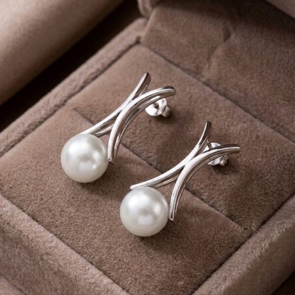 Pendientes en Plata Ley 950 con Perlas Naturales de Cultivo