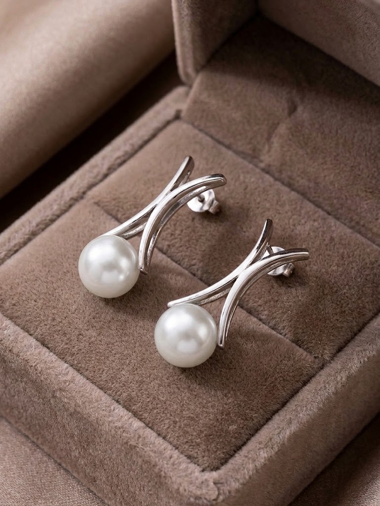 Pendientes en Plata Ley 950 con Perlas Naturales de Cultivo