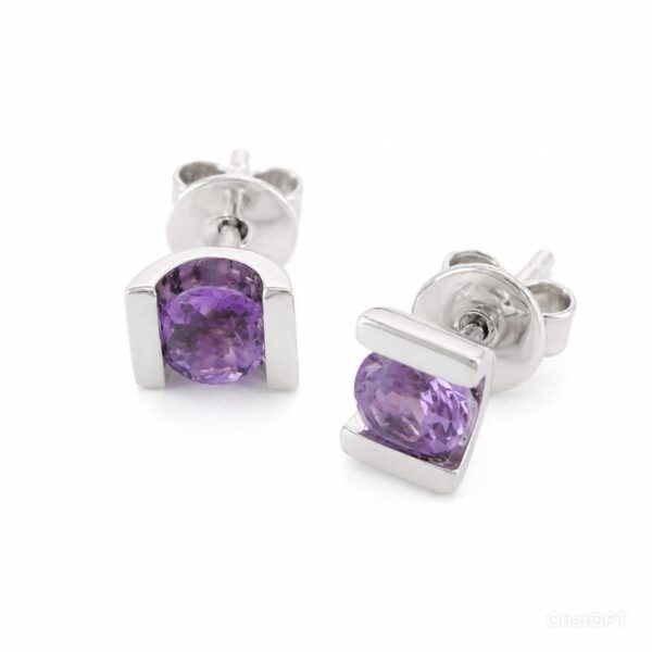 Aretes en Plata Ley 950 con Amatistas Naturales