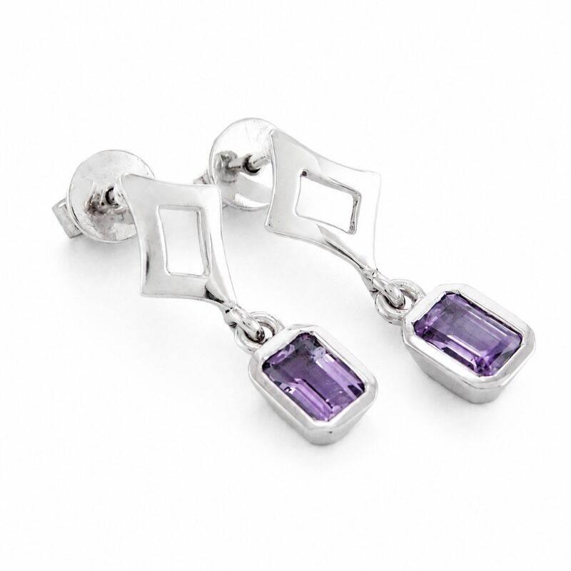 Pendientes en Plata Ley 950 con Amatistas