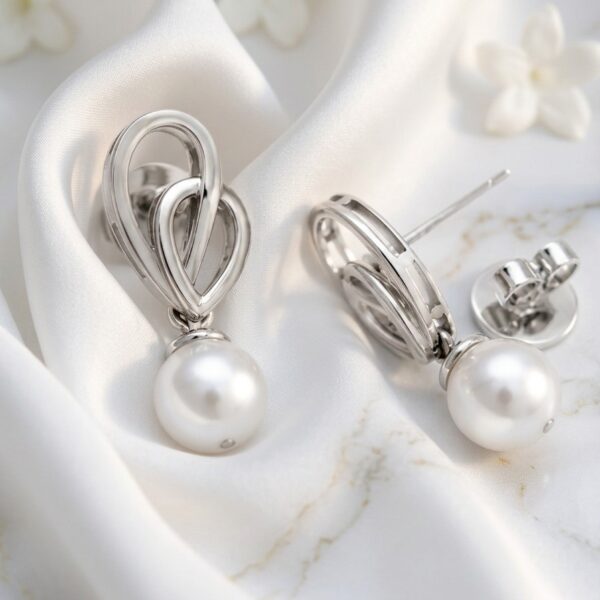 Pendientes en Plata Ley 950 con Perla Natural de Cultivo