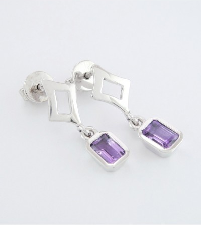Pendientes en Plata Ley 950 con Amatistas