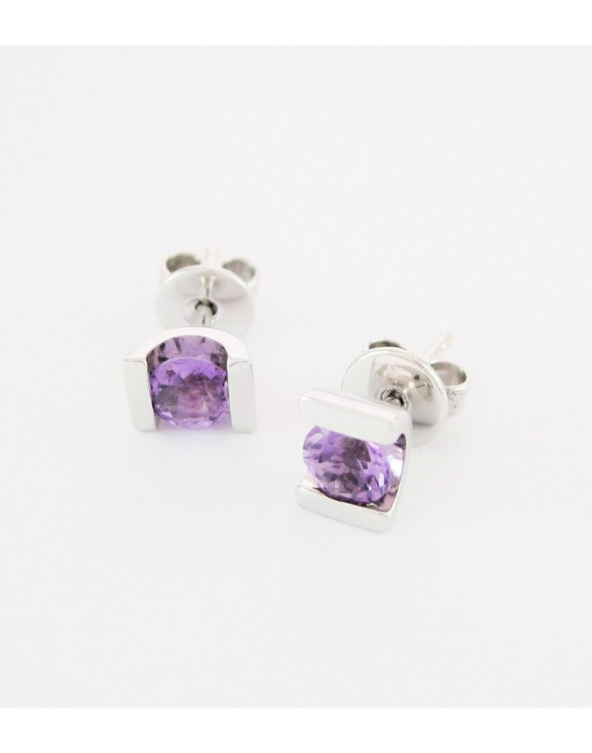 Aretes en Plata Ley 950 con Amatistas Naturales