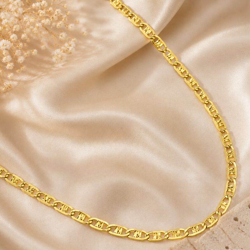 Cadena tejido escalera en oro 18 kt