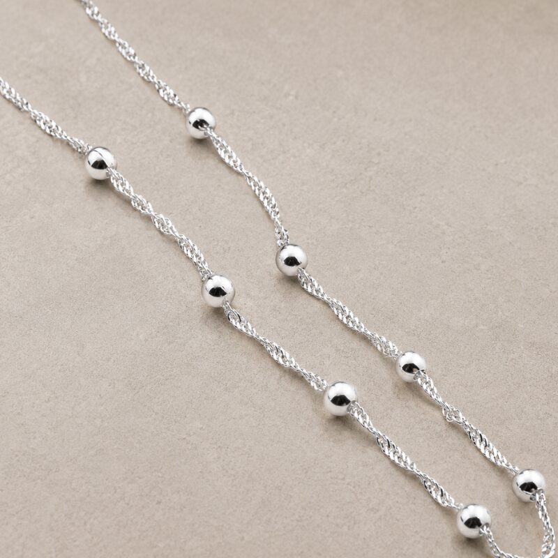 Cadena tejido Bali con Esferas en Plata Ley 925