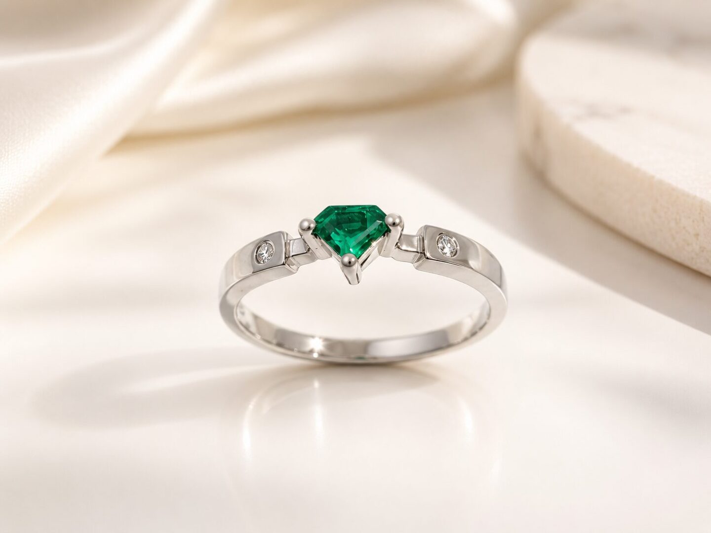 Anillo Edición Limitada en Oro Blanco con Esmeralda Colombiana